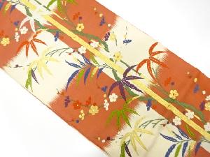 唐織　竹笹に梅模様織り出し袋帯